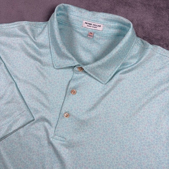 Peter Millar Other - Peter Millar Polo Shirt Mens 2XL Blue Dazed and Transfused Performance Golf XXL